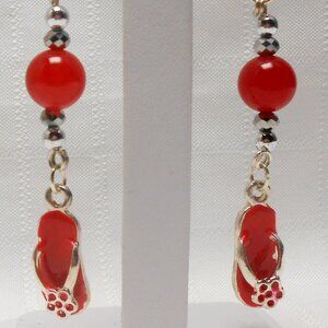 No 141 Handmade earrings with enameled silver shoes charms